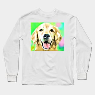 Cute Golden Retriever Dog Digital Art Long Sleeve T-Shirt